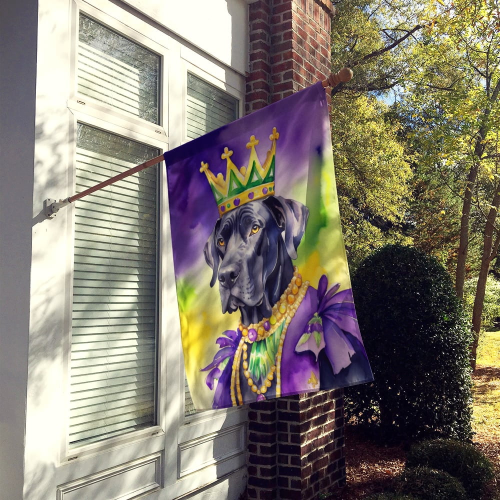 Great Dane King of Mardi Gras House Flag 28 in x 40 in