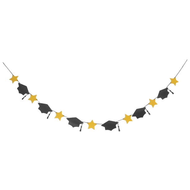 KAKOWELY Guirnalda de birrete de graduación con estrellas, banderines, gorro de graduación, decoraciones para fiestas de secundaria y universitarias de la generación 2025