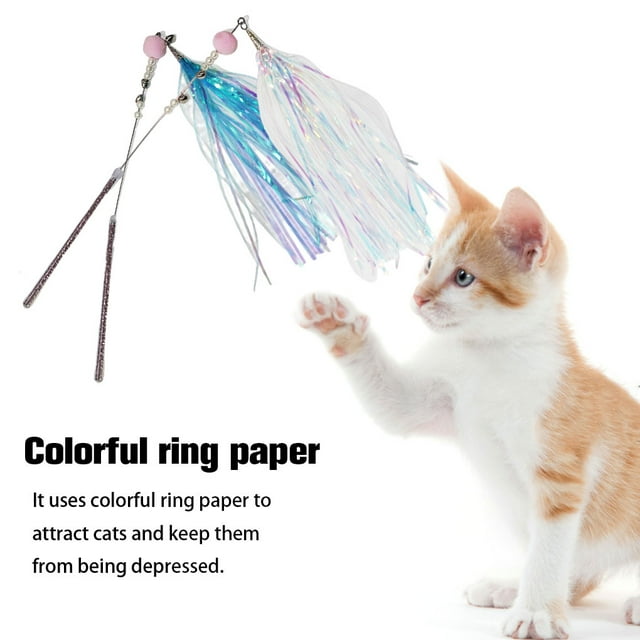 Ruiboury Cat Teaser Stick with Bell Cats Toy Reusable Pet Wand Toys Fun Playing Rod Exquisite Pets Interactive Sticks for Indoor Blue