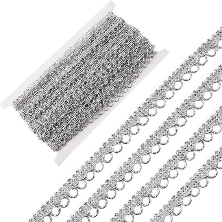 20 Yards 0.39 Inch Silver Gimp Braid Trim Metallic Edge