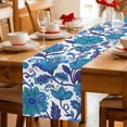 thumbnail image 5 of Blue Boho Floral Table Runner 72 Inches, Abstract Art Paisley Flower Bed Runner Dresser Scarves Tabletop for Indoor Outdoor Parties/Ceremony/Banquet, 18" x 72", 5 of 9