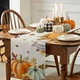 thumbnail image 3 of Fall Orange Green Pumpkin Table Runner, Autumn Thanksgiving Kitchen Dining Table Decoration for Home Party Decor 13x90 Inches, 3 of 9