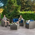 thumbnail image 4 of CorLiving Parksville 5-Piece Resin Wicker Rattan and Galvanized Steel Patio Conversation Set, 2 Armchairs, 1 Loveseat, 1 Coffee Table, Expandable, 4 of 9