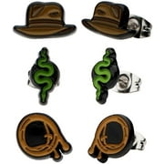 Indiana Jones and the Dial of Destiny, Enamel Stud Earrings Pack (3 Pairs) - Base Metal & 316L Steel