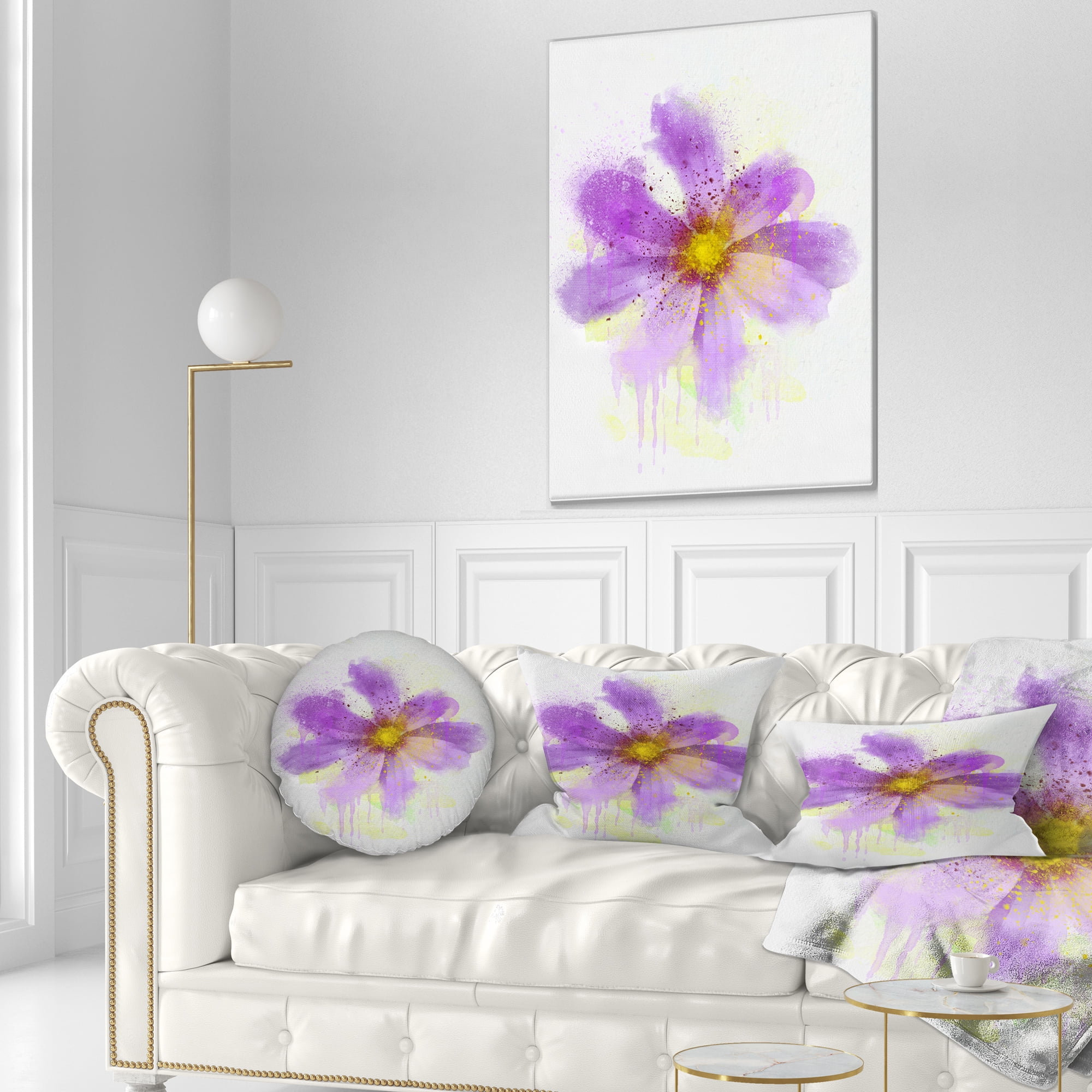 Designart Purple Flower with Large Petals - Flowers Throw Pillowwork - 12x20