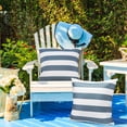 thumbnail image 4 of Lewondr 2 Pack Outdoor Throw Pillow Covers, Square Stripe Waterproof Throw Pillow Cases for Outdoor Patio Porch Farmhouse Garden Balcony Couch, 18"x18", Navy Blue + White, 4 of 8
