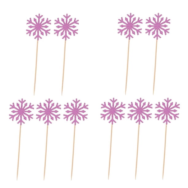10 Uds Cupcake Topper de Nieve Pastel Brillo Brillante Figurita Decoración Cumpleaños Boda Rosado BLESIY Selecciones De La Magdalena De La Navidad