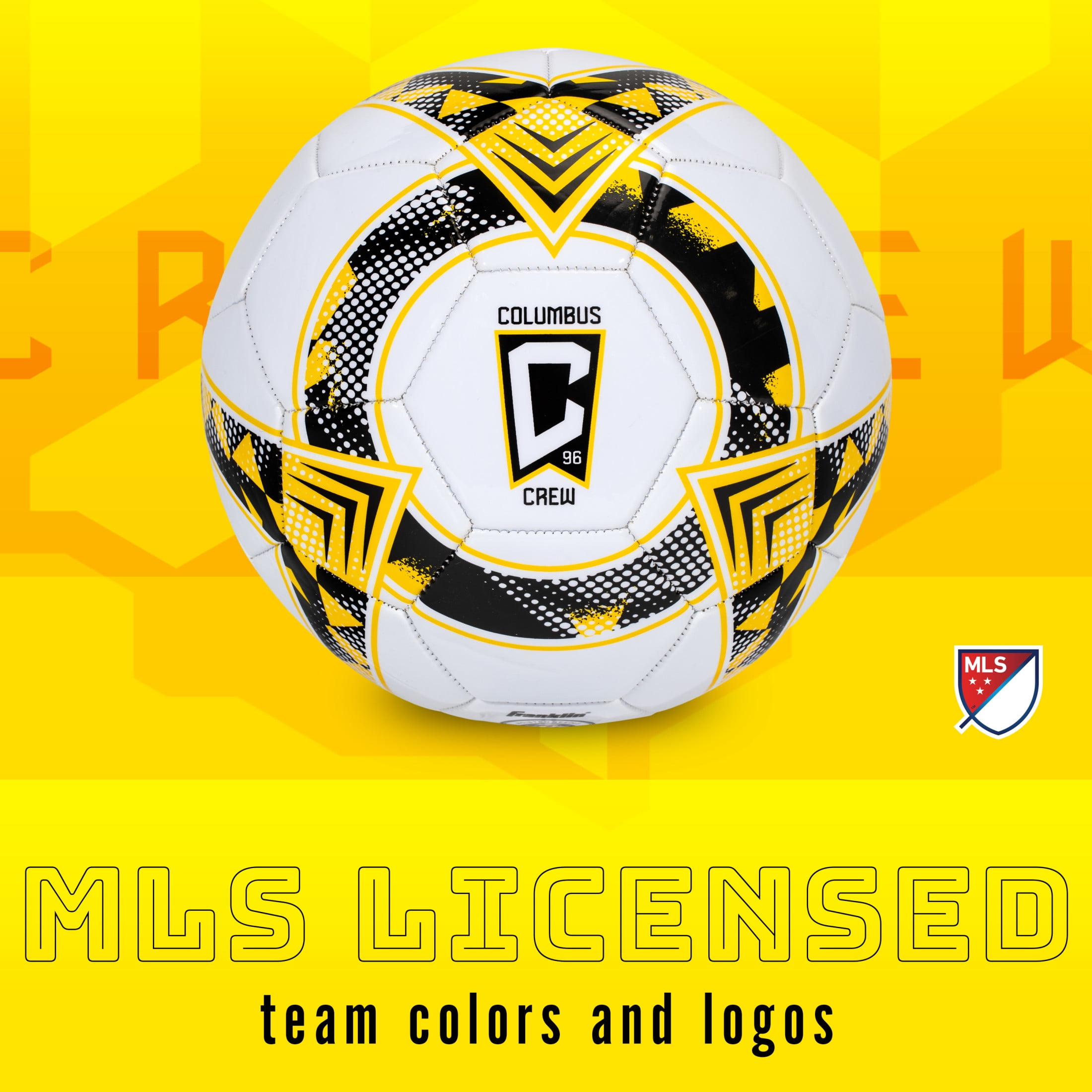 Franklin Sports MLS Columbus Crew SC Soccer Ball - Official Size 5 Soccer Ball - Regulation Size + Weight Soccer Ball for Kids + Adults - Boys + Girls Soccer Ball - Air Pump Included