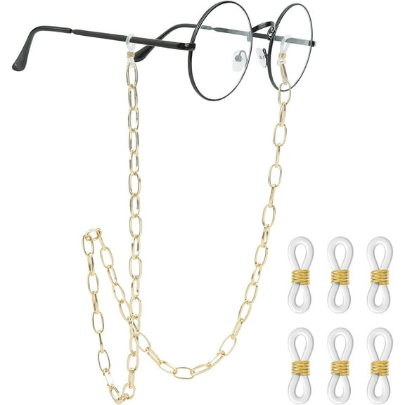 1box 10Sets Eyeglasses Chains Paperclip Sunglasses Eyewear Strap Holder Aluminium Chains Reading Glasses Retainer for Women Men-Golden