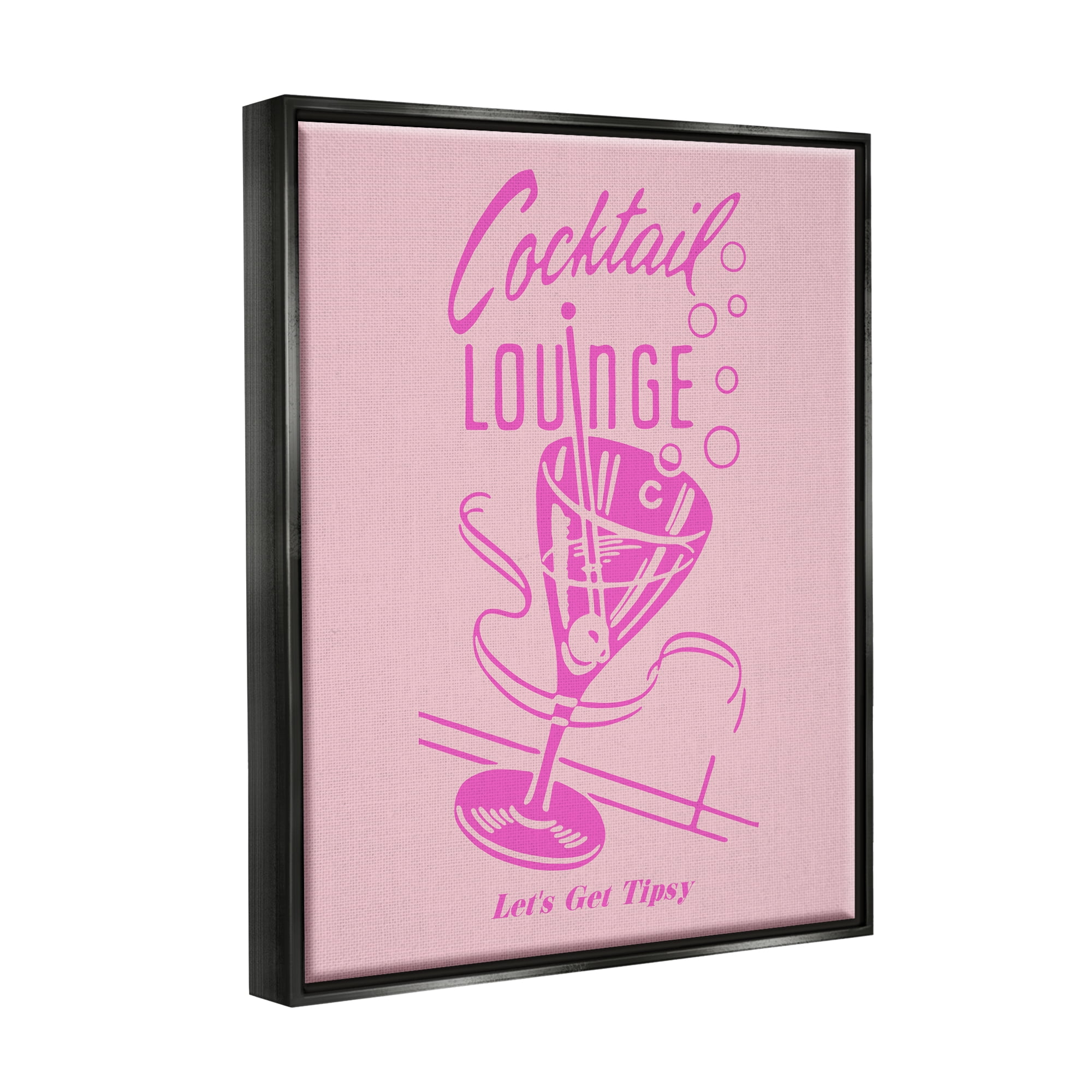 Stupell Industries Pink Cocktail Lounge Food & Beverage Painting Black Floater Framed Canvas Art Print Wall Art, 25 x 31