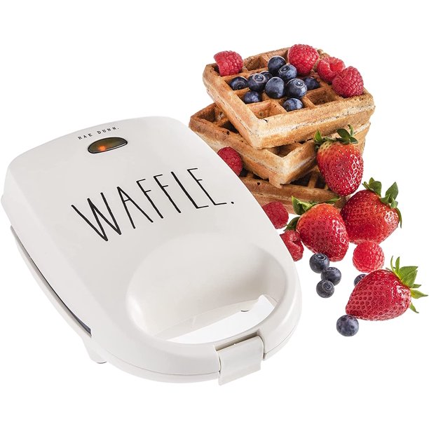 Rae Dunn Compact Waffle Maker, NonStick Coating, OffWhite