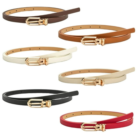 6PCS Women Belt Women Skinny Leather Belt Elastic Waist Belt With Metal Buckle for Dresses