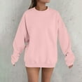 thumbnail image 4 of VISALY Pullover Crewneck Sweatshirt Tunic Sweatshirt Women's Fashionable and Casual Letter Print Round Neck Long Sleeved Top Sweatshirt Oversized Sweatshirt Basic Tops Comfy Sweaters Pink M, 4 of 4