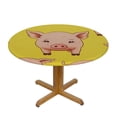 thumbnail image 3 of HAOXIT Cute Pink Piglet Face Table Cloth Round Cartoon Pig Reusable Tablecloth Waterproof Outdoor Tablecloth Table Cover for Kitchen Party Picnic Dining Decor 31-35, 3 of 8