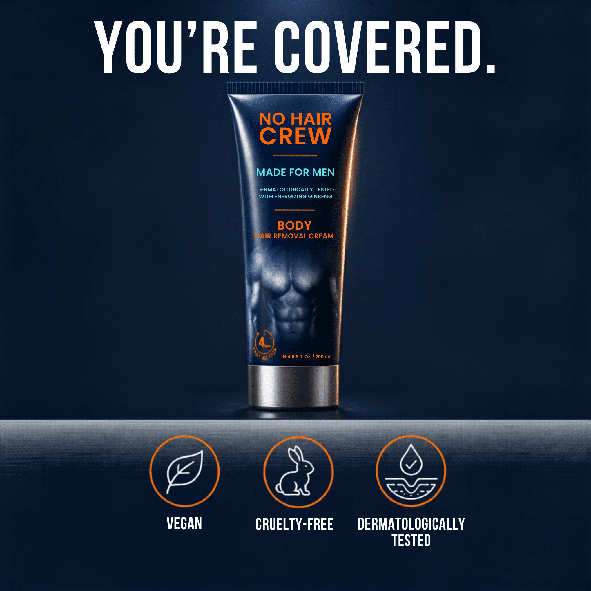 No Hair Crew Hair Removal Cream, Manscaping for Men, Vegan