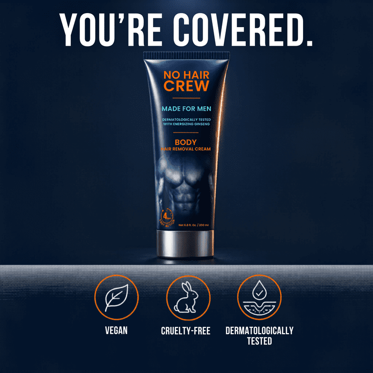 No Hair Crew Hair Removal Cream, Manscaping for Men, Vegan