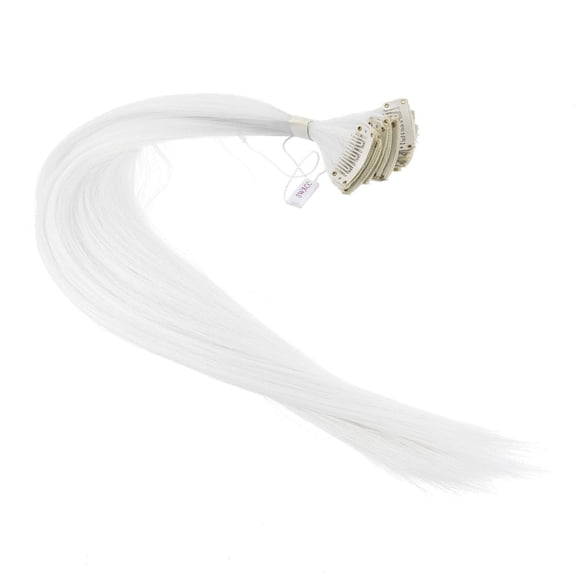 WEIF-12 Pcs Straight One Color Party Highlights Clip on in Hair Extensions Colored Hair Streak Synthetic Hairpieces (White)
