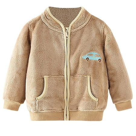 

EHTMSAK Infant Baby Boy Girl s Zip Up Jacket Toddler Child Fall Winter Hooded Long Sleeve Coat Fleece Pockets Outerwear Khaki 6M-5Y 130
