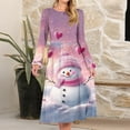thumbnail image 2 of Women's Christmas Printed Fashionable Loose Round-Neck Dress, Holiday Print, Casual Wear, Retro Style, Comfort Fit, Everyday Dress, Festive,Pink,L, 2 of 5