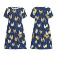thumbnail image 3 of Bixox Women's Short Sleeve Summer Dress Loose Swing Knee Length Dresses with Pockets-Funny Chicken, 3 of 7