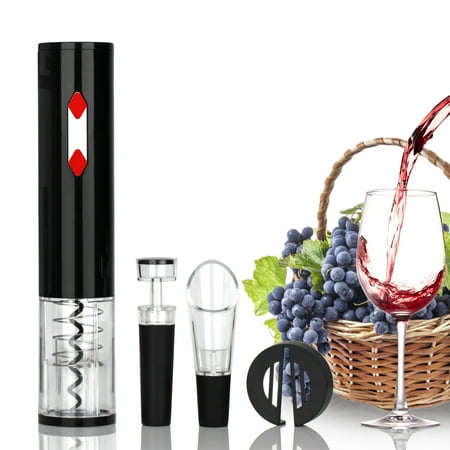 

Tomfoto Automatic Bottle Opener Set Electric Corkscrew Poker Edition with Pourer Stopper Foil Cutter for Red Home Kitchen Party Bar Wedding