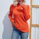 thumbnail image 4 of Gibobby Sueter Para Mujer Invierno Punto Suéter de punto de color liso para mujer con medio cuello y diseño de hombros descubiertos(Rojo de la sandía,M), 4 of 5