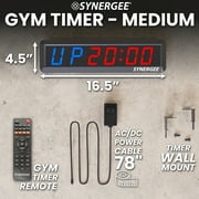 Synergee 16.5” Workout Interval Timer. Programmable Wall Mounted Interval Timer. Gym Timer with Wireless Remote. Tabata EMOTM Stopwatch Count Up/Down MMA Clock.