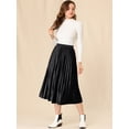thumbnail image 4 of Falda plisada midi con cintura elástica y acordeón metálico para mujer Negro M, 4 of 6