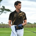 thumbnail image 3 of Fotbe Black And Gold Fire Dragon Pattern Men’s Golf Polo Shirt – Breathable Performance Golf Shirt with Button-Down Collar-4X-Large, 3 of 6