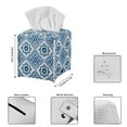 thumbnail image 3 of Psesaysky Square Tissue Box Cover, Waterproof Pu Leather Car Tissue Holder with Metal Button Blue Floral Geometric Napkin Holder Organizer for Bathroom, Bedroom, Hotel, Office Desk 5.1"X5.1"X5.5", 3 of 7
