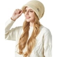thumbnail image 2 of Womens Winter Hat Warm Knit Hat Slouchy Beanie Cap with Brim, Fleece Lined Ear Protection Beret Hat Newsboy Cap, Winter Gifts Outdoor Daily Adjustable 21.7 - 23.6 Inch, 2 of 7