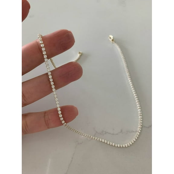 Cubic Zirconia Tennis Necklace | 14K Gold Filled | 2.2 MM Diamond Tennis Choker Necklace | Bridal Jewelry | Dainty Minimalist Necklace