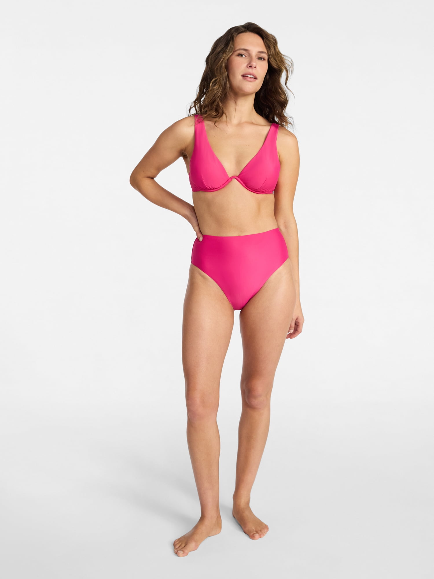 Time and Tru Women's and Women's Plus Size High Rise Bikini Bottoms, Sizes XS-3X