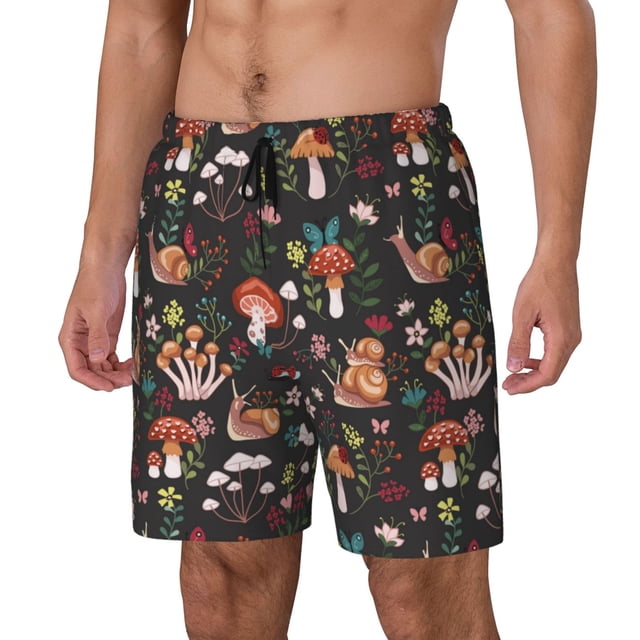 Fotbe Mushroom Snail Traje de Baño para Hombre – Shorts de Natación de Secado Rápido con Forro y Bolsillos-3X-Large