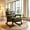 Antique Green + Velvet + Cotton, variant on AUU Mid Century Modern Wood Frame Rocking Accent Chair, Upholstered Reading Armchair for Living Room, Bedroom, or Sunroom