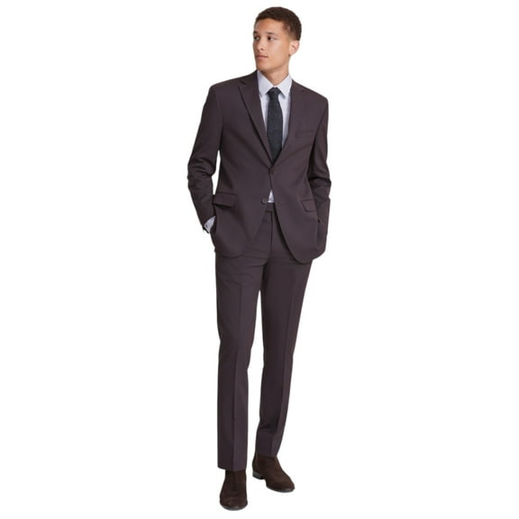 Dkny Mens Modern fit 2 Piece Suit 36 S / 29 Waist Burgundy Red Solid Stretch