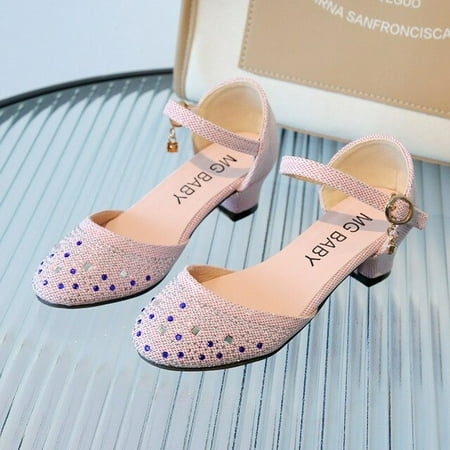 

DancePeanut Spring Summer Kids Girls Glitter Rhinestone Beach Sandals Shoes Children Girls Closed Toe Sandals Size 26-35