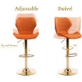 thumbnail image 5 of EALSON Velvet Bar Stools Set of 4 Counter Height Barstools with Back Swivel Bar Chairs with Gold Base Modern Adjustable Kitchen Island Stools for Home Bar/Dining Room, Orange, 5 of 14