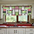 thumbnail image 3 of Yayeee Kitchen Curtains Tier Set of 2 Light Filtering 57"x36" Over Sink Window Panels, Green Abstract Geometric, 3 of 7