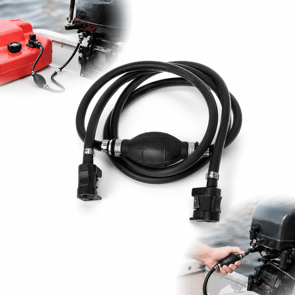 6.8FT 5/16" Marine Fuel Line Assembly with Primer Bulb and Quick Connectors, Rubber Outboard Boat Fuel Hose, Black
