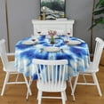 thumbnail image 2 of Blue Tie Dye Mandala Pattern Round Tablecloth 60"x60",Wrinkle Wipeable Table Cloth for Kitchen Dining Room Picnic Patio Party, 2 of 6