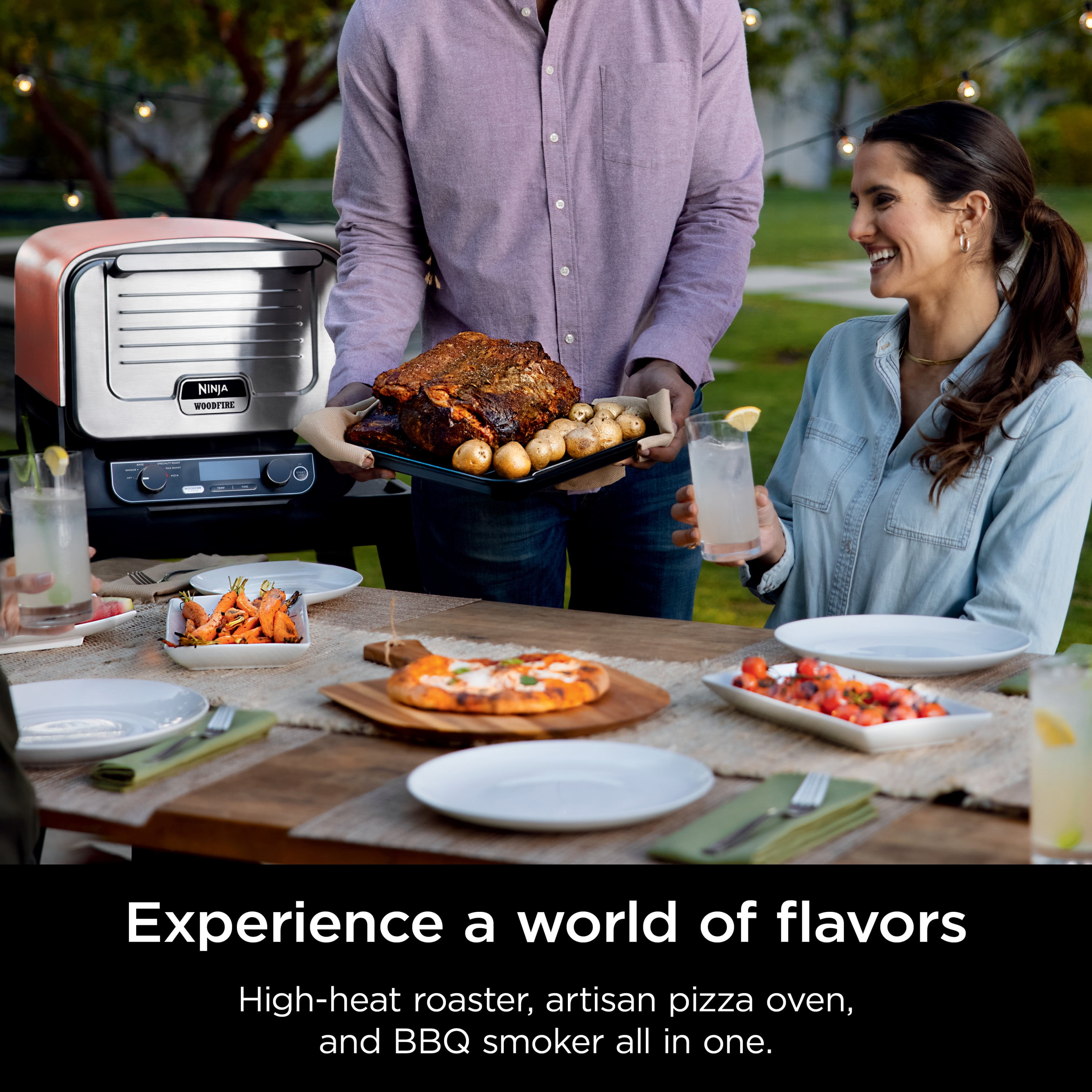 NINJA Woodfire Pizza Oven, 8-in-1 Outdoor Oven, 5 Pizza Settings, 700°F,  BBQ Smoker, Ninja Woodfire Technology, OO101 OO101 - The Home Depot