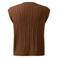 thumbnail image 3 of KaLI_store Winter Sweaters for Women Cable Sweater Vests for Women Fashion V Neckline Sleeveless Knitted Pullover Top Brown,XXL, 3 of 4
