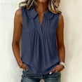 thumbnail image 4 of Kilaqueen Casual Sleeveless Tank Tops for Women, Ruffle Peter Pan Collar Pleated V Neck Flowy Lightweight Solid Boho Blouse Shirts, 4 of 9