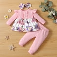 thumbnail image 2 of Akiihool Outfits Sets for Girls 2 Piece Girl's 2 Piece Outfits Long Sleeve Ruffle Tops Floral Pants Outfit Set (Pink,12-18 Months), 2 of 5