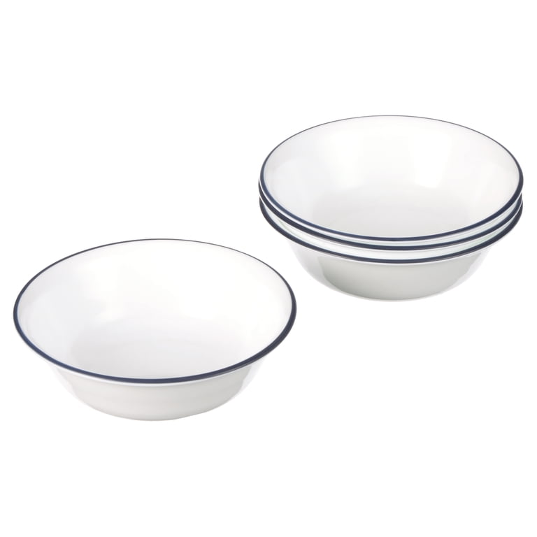 Corelle Ocean Blues 16st, Servies voor 4, Serviesset, 8 borden en 8 kommen, Chip & Break resistant, Dinerborden en Dinner Bowls, Corelleware borden, Wit