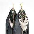 thumbnail image 3 of VANGANIA Aretes largos mujer de plumas Full Raven largos tornasol regalo mujer, 3 of 5