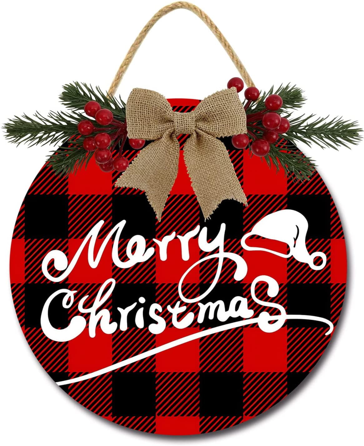 Eveokoki 12" Tis The Season to Be Merry Door Sign Christmas