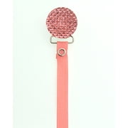 Quilted Crystal Pacifier Clip with Solid Ribbon, Pink Shades