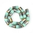 thumbnail image 2 of GKNET 5strands Half Electroplate Opaque Glass Beads Column 20x10mm 17pcs/strand-Turquoise, 2 of 6